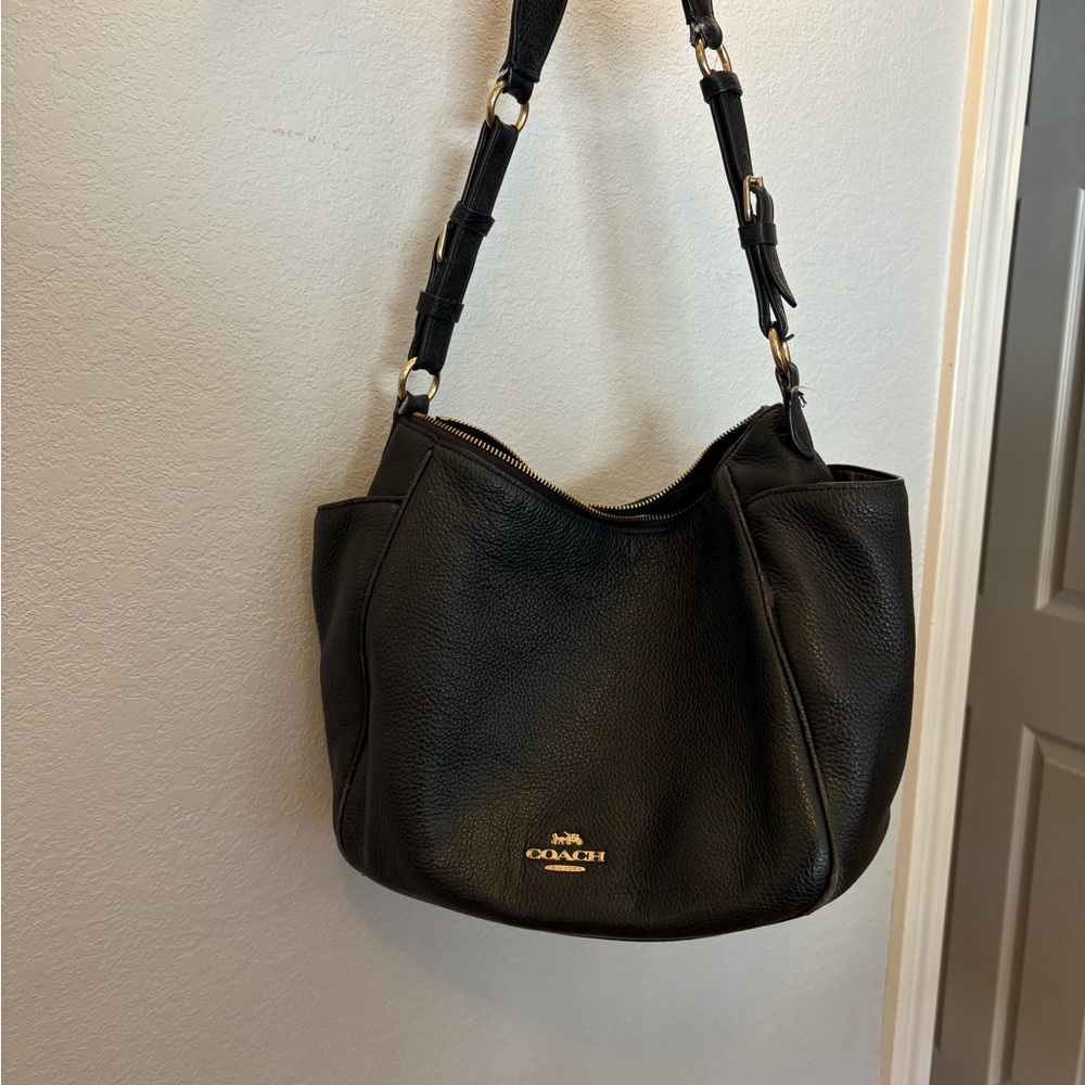 Coach Black Pebbled Leather Hobo Bag
